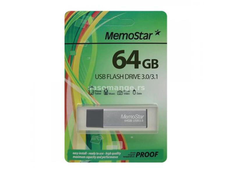 USB Flash memorija MemoStar 64GB SLIM 3 0 srebrna