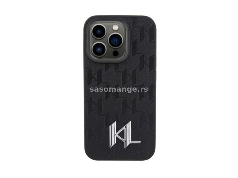 Futrola Karl Lagerfeld Leather Case With Hot Stamping Monogram And Kl Metal Logo za iPhone 15 Pro...
