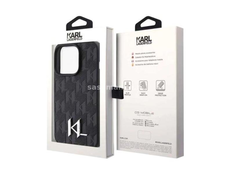 Futrola Karl Lagerfeld Leather Case With Hot Stamping Monogram And Kl Metal Logo za iPhone 15 Pro...