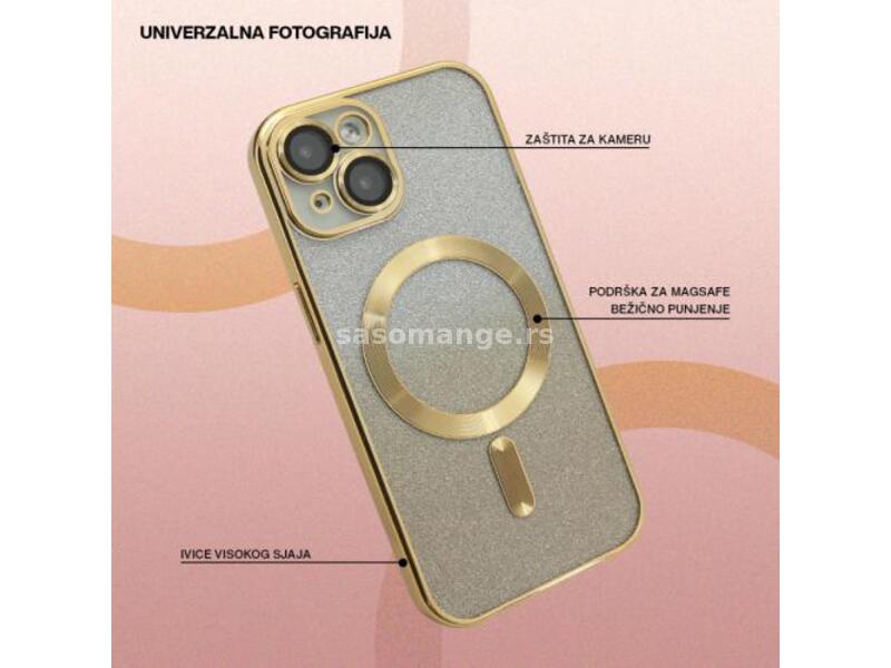 Futrola GLITTER MAGSAFE za iPhone 15 Plus (6 7) zlatna