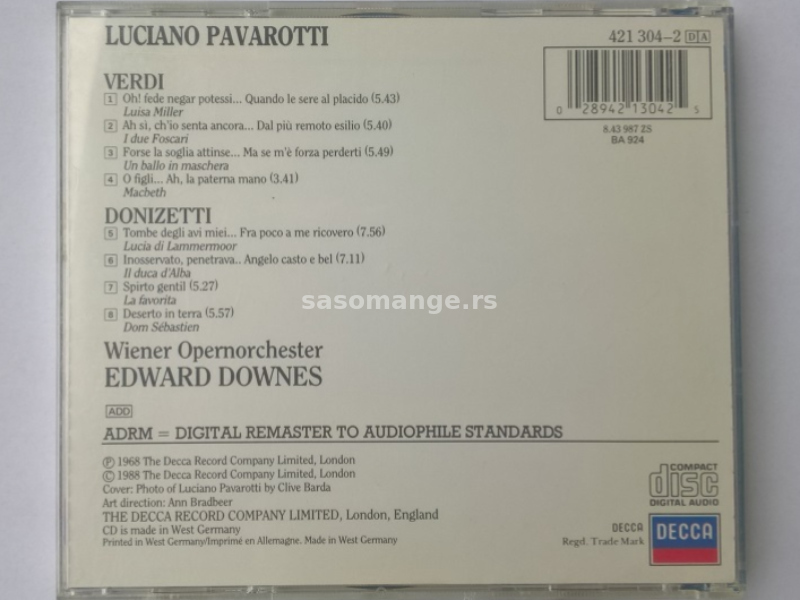 Luciano Pavarotti – Verdi, Donizetti (CD, Gernany)
