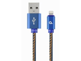 CC-USB2J-AMLM-1M-BL Gembird Premium jeans (denim) 8-pin cable with metal connectors, 1m, blue