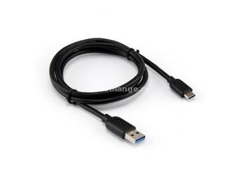 S-BOX crni kabl za punjač USB A (muški) na USB C (muški) 1.5m
