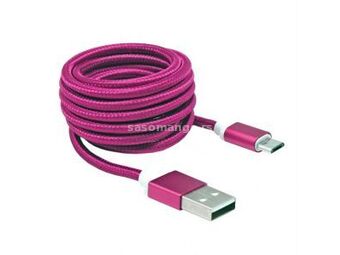 S-BOX pink kabl za punjač USB A (muški) na micro USB (muški) 1.5m