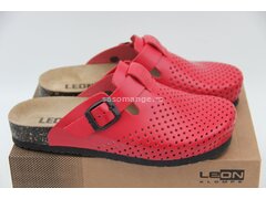 KLOMPE-KLOMPE-KLOMPE-Klompa papuča Leon kožna crvena