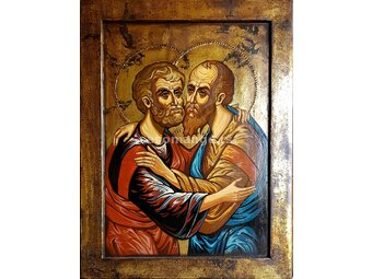 Ikona Sveti Petar I Sveti Pavle, 26 x 34, Pigment Na Drvetu