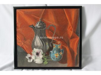 Slika "Vase, Teekanne und Blumen" 43 x 40