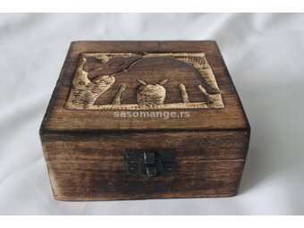 Drvena Kutija Iz Indije Sa Motivom Slona