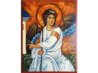 Ikona Beli Anđeo, 26 x 34, Pigment Na Drvetu