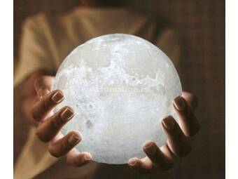 Mesec lampa na punjenje - moon light 18cm - drveno postolje