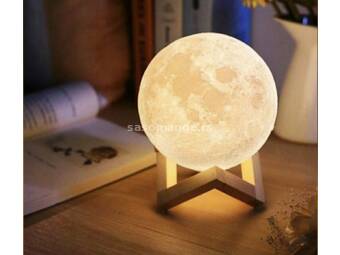 Mesec lampa na punjenje - moon light 15cm - drveno postolje