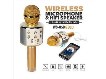 BEŽIČNI KARAOKE Mikrofon BT-USB-SD- Zlatni Ws-858