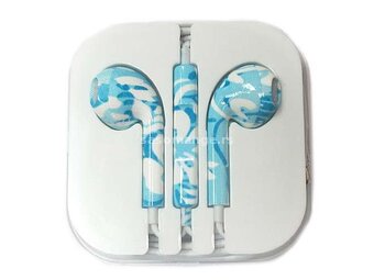 Slušalice bubice + kabal 3,5mm audio aux belo-plava