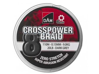 Struna DAM Crosspower 8-Braid 0.13mm/0.15mm 150m, Siva