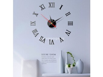 Zidni sat stiker prečnika 40-60 cm - CRNI