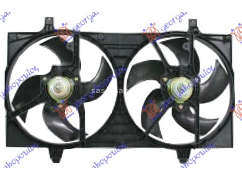 VENTILATOR (DUPLI) KOMPLET (BENZIN) (445mm) (OTVORI GORE) NISSAN ALMERA (N16) L/B 00-06