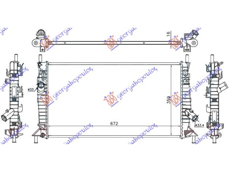 HLADNJAK MOTORA 1.6/1.8/2.0 TDCi - 2.5 ST (MAN/AUTO) (67x38) (KOYO) VOLVO S40 07-12