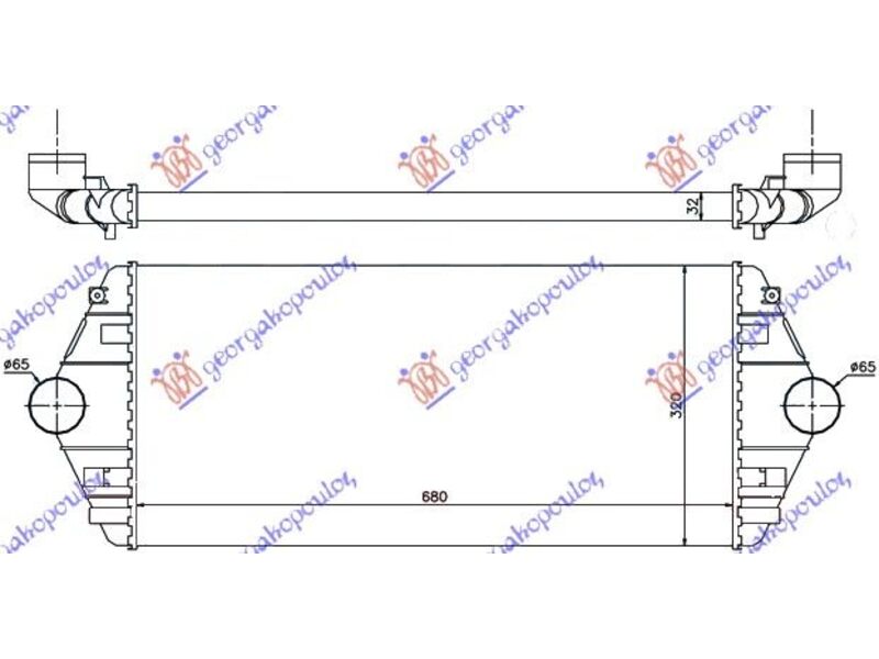 HLADNJAK INTERKULERA BENZIN/DIZEL (680x322x34) FIAT SCUDO 04-07