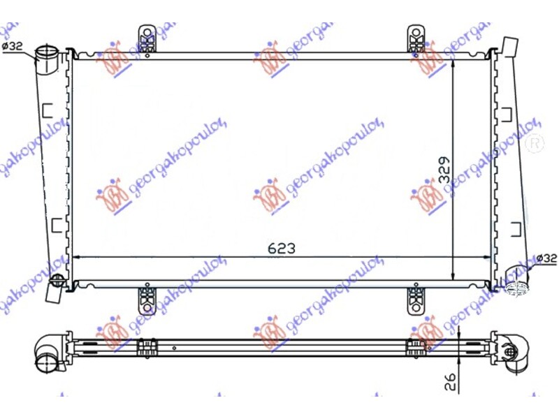 HLADNJAK MOTORA 1.9 TD (623x329x26) 00-06 MITSUBISHI SPACE STAR 98-05