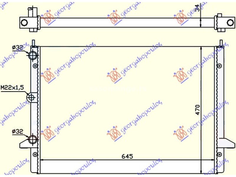 HLADNJAK MOTORA 2.3i/16V/2.8i VR6 (64.5x47) -00 VW SHARAN 95-10