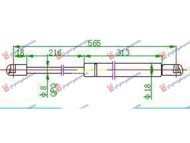 AMORTIZER GEPEK VRATA 5 VRATA (565L-360N) OPEL CORSA B 97-00