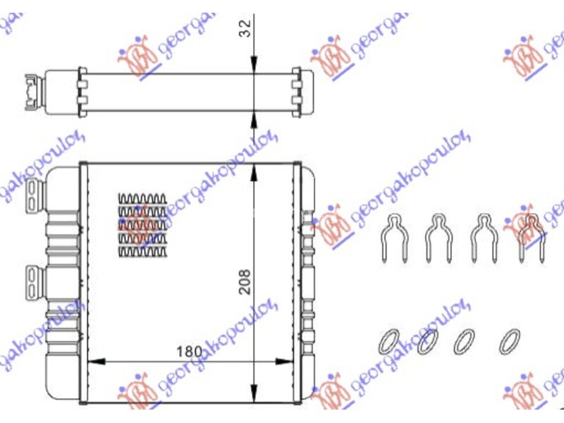 GREJAC KABINE (B) (+/-AC) (180x208) (TIP BEHR) (KOMPLET) OPEL ASTRA G 98-04