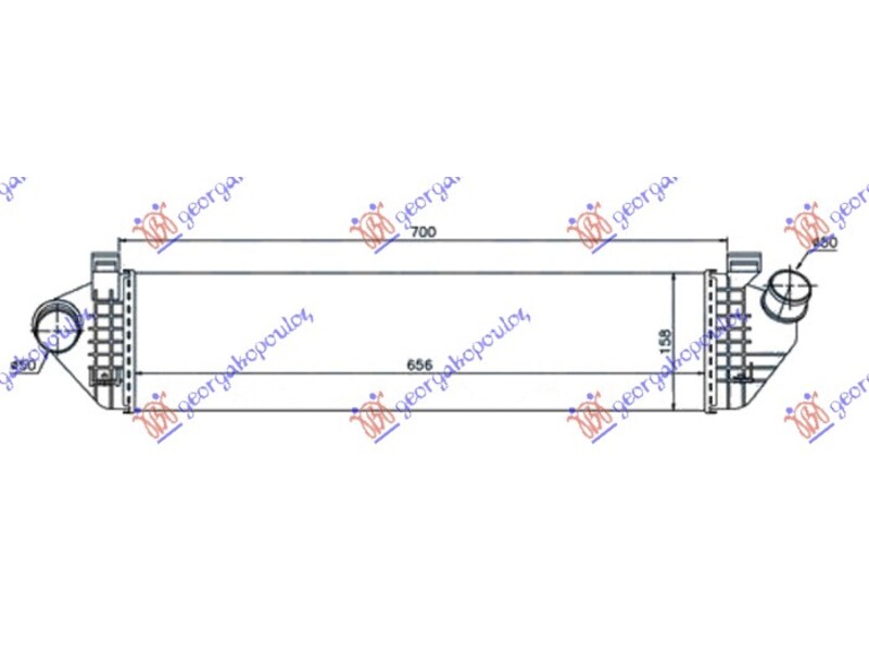 HLADNJAK INTERKULERA 1.6/2.0 D DIZEL (655x160x40) CEV 50 VOLVO V50 07-12