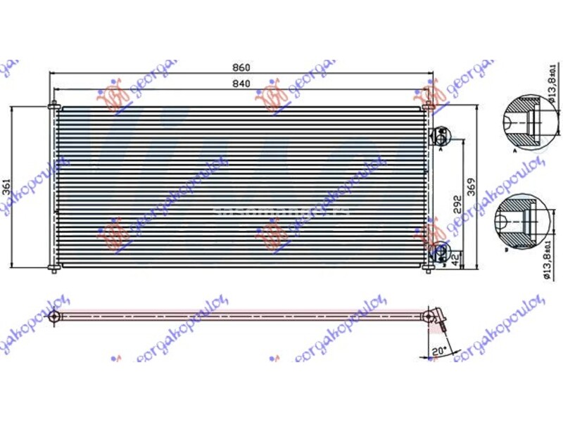 HLADNJAK KLIME BENZIN/DIZEL (80.5x36) FORD TRANSIT 00-06