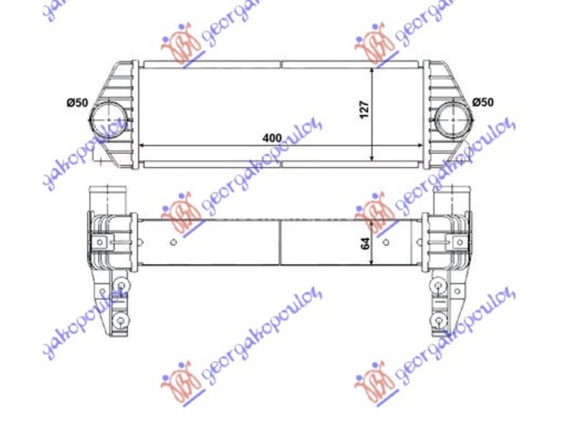 HLADNJAK INTERKULERA 1.8 Di/TDCi DIZEL (400x130x65) 07- FORD TRANSIT CONNECT 10-13