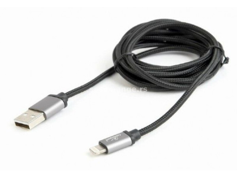 CCB-mUSB2B-AMLM-6 Gembird Cotton braided 8-pin cable with metal connectors, 1.8 m, black, blister