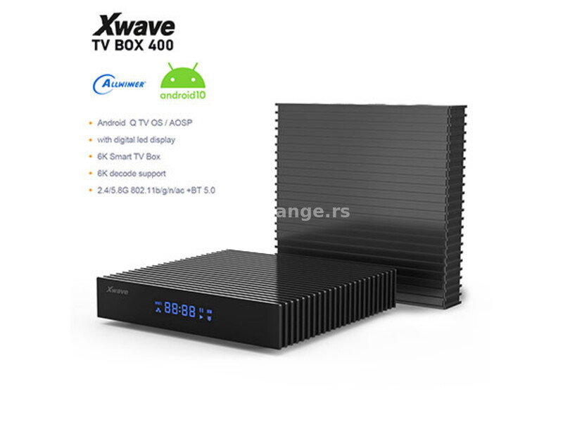 Smart TV Box 400/QuadCore/Allwiner H616/6K/Android10/4GB/64GB/HDMi/RJ45/Wireless/USB 2.0+3.1/SD card