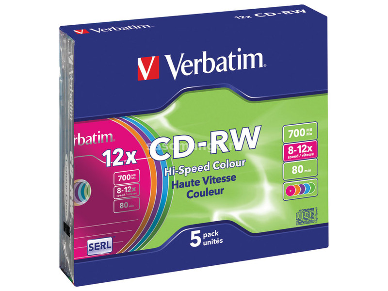 CD-RW 700/80 8x-12x slim Verbatim 43167 sortirano