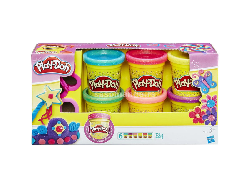 HASBRO Play-Doh 6 Cup plasticine stock - glitter A5417EU6
