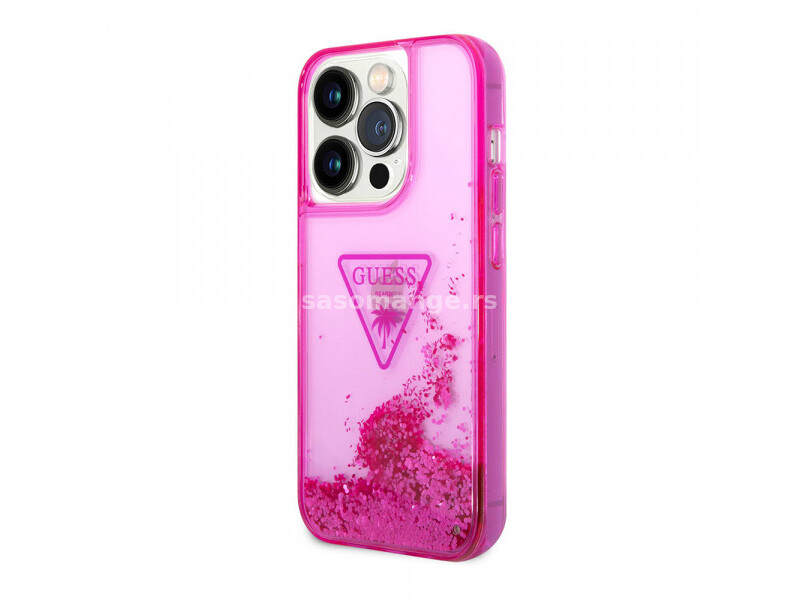 Futrola GUESS Liquid Glitter With Translucent Triangle Logo za Iphone 14 Pro pink Full ORG (GUHCP...