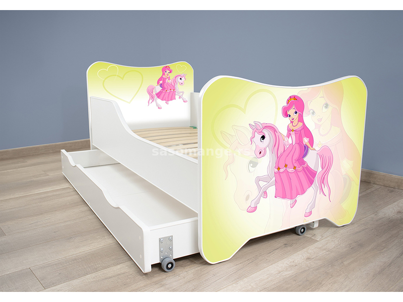 Dečiji krevet sa fiokom, dušekom i podnicom 168x80 cm Happy Kitty Pony