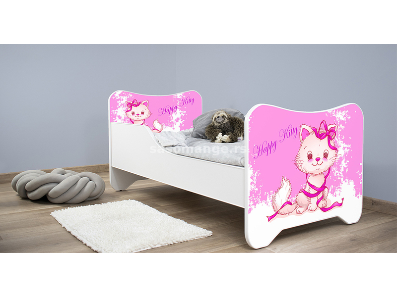 Dečiji krevet sa dušekom i letvicama 160x80 cm Happy kitty