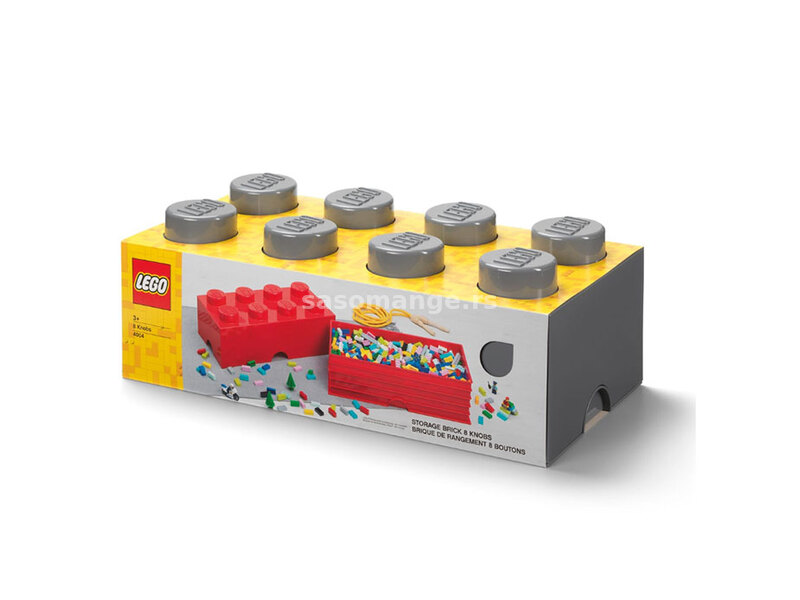 Kutija za odlaganje sa poklopcem LEGO Kocka 8 50x25x18cm tamnosiva 4004