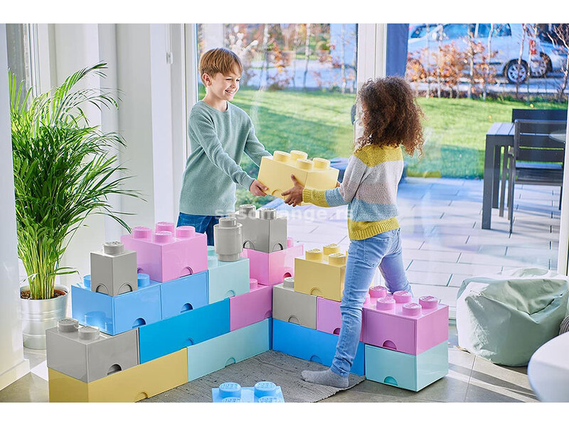 Kutija za odlaganje sa poklopcem LEGO Kocka 8 50x25x18cm tamnosiva 4004