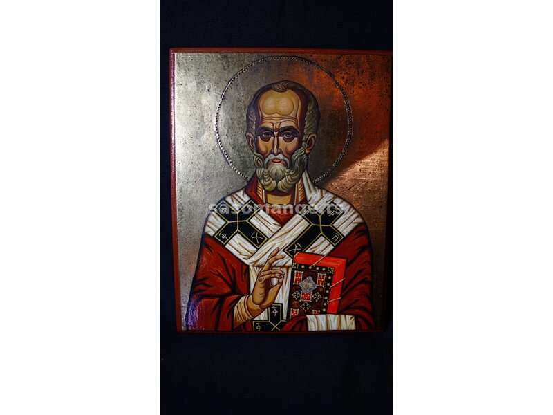 Ikona Sveti Nikola, 26 x 34, Pigment Na Drvetu
