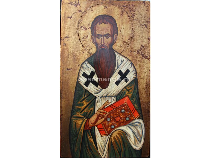 Ikona Sveti Vasilije Veliki, 24 x 42, Pigment Na Drvetu