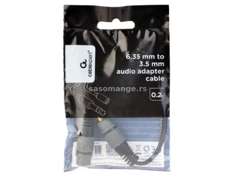 A-63M35F-0.2M Gembird 6.35mm to 3.5mm audio adapter cable, 0.2m