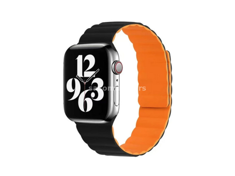 Silikonska narukvica za Apple Watch sa magnetom crno narandzasta 38/40/41mm