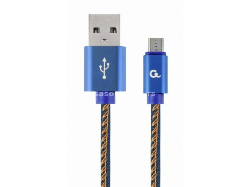 CC-USB2J-AMmBM-1M-BL Gembird Premium jeans (denim) Micro-USB cable with metal connectors, 1 m, blue