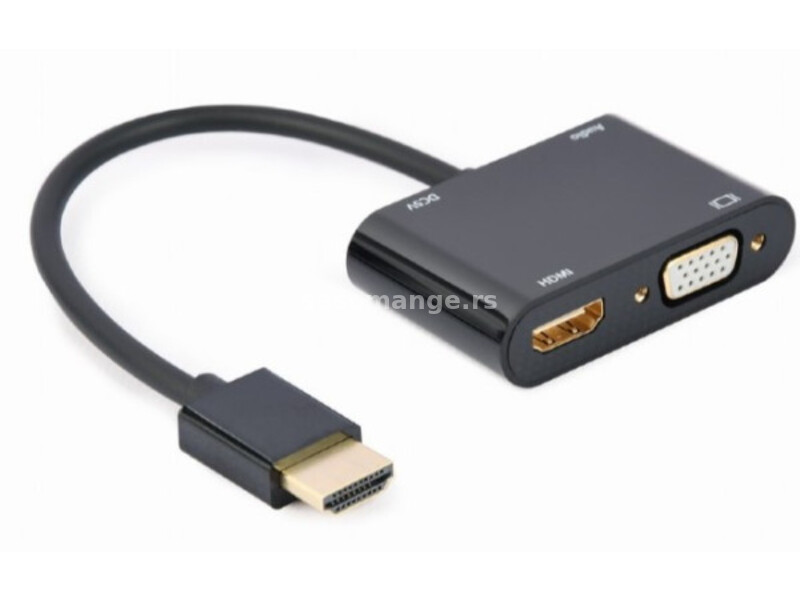 A-HDMIM-HDMIFVGAF-01 Gembird HDMI male to HDMI female + VGA female + audio adapter cable, black