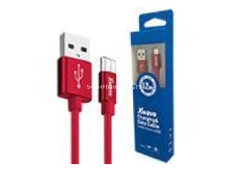 XWAVE Kabl USB2.0 na Micro USB 1.2M/2A/ aluminium/ upleten/ crvena