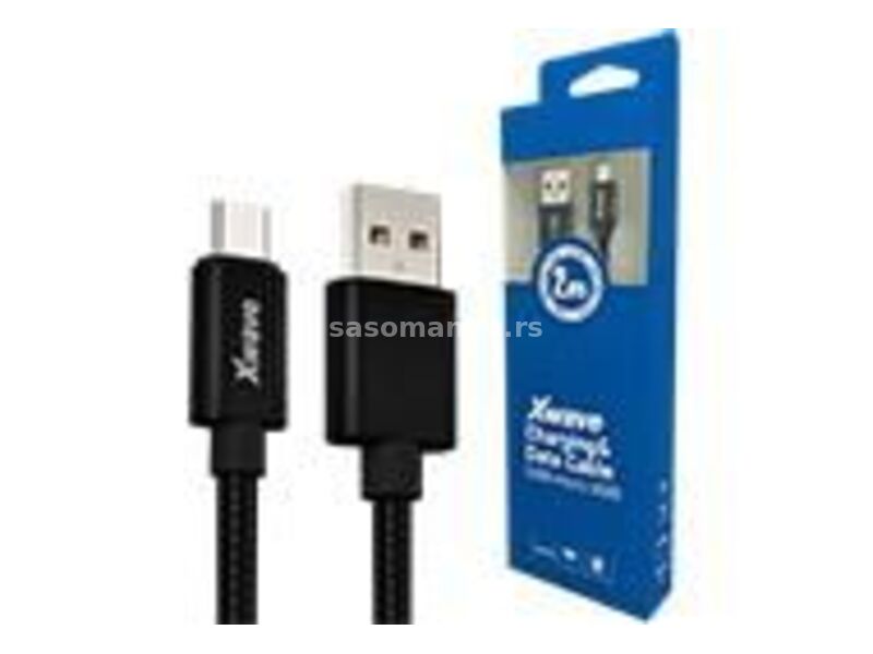 XWAVE Kabl USB2.0 na Micro USB 2M/2A/ aluminium/ upleteni/ crni
