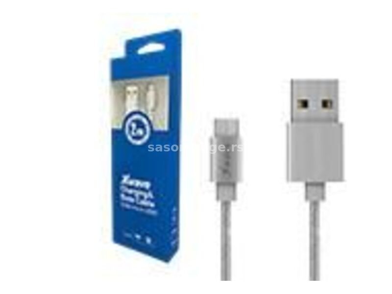 XWAVE Kabl USB2.0 na Micro USB 2M/2A/ aluminium/ upleteni/ srebrni