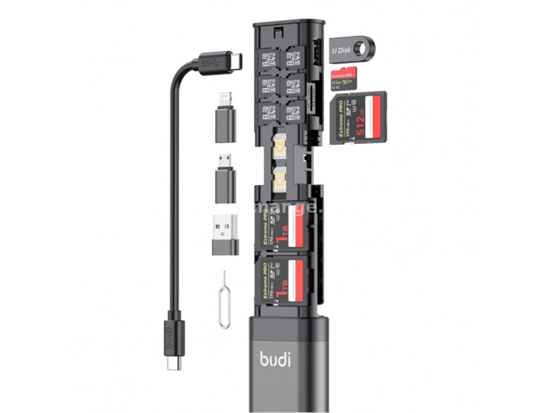 Multifunkcionalni citac adapter Budi USB-C 3.0 DC536B crni