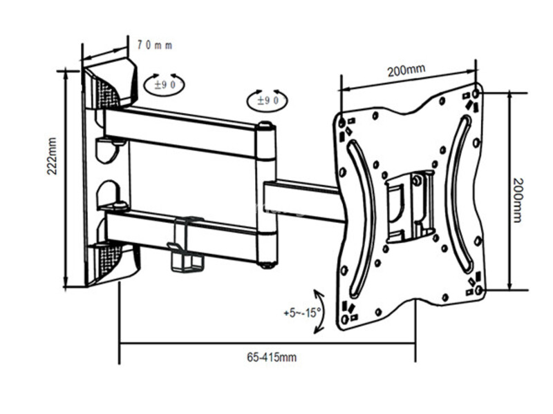 Nosac za TV/17"-42"/ ARM/LONG/NAGIB -15°do+5°/ROTACIJA 180°/VESA 200X200/do 30kg/7- 42cm od zida