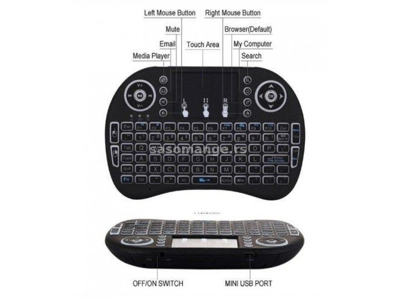 GMB-I8 **2.4GHz Wireless gaming Mini keyboard with backlight and TOUCH, punjiva baterija BL-5C (636)